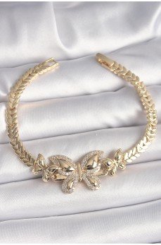 Pirinç Gold Renk Zirkon Taşlı Kelebek Model Kadın Bileklik