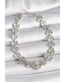 Pirinç Gümüş Renk Zirkon Taşlı Kelebek Model Zincir Kadın Bileklik