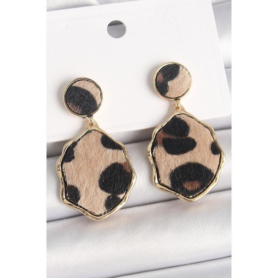 Pirinç Gold Renk Sallantı Leopar Desen Plaka Model Kadın Küpe Pirinç Gold Renk Sallantı Leopar Desen Plaka Model Kadın Küpe