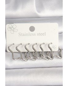 316L Çelik Gümüş Renk Yıldız Model Kadın Küpe Seti