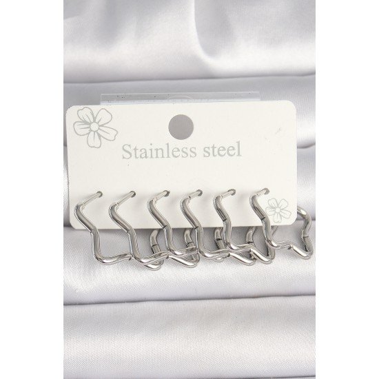 316L Çelik Gümüş Renk Yıldız Model Kadın Küpe Seti 316L Çelik Gümüş Renk Yıldız Model Kadın Küpe Seti