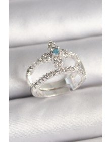 Pirinç Gümüş Renk Zirkon Taşlı Ayarlanabilir Model Kadın Yüzük