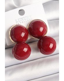 Pirinç Gold Renk Kırmızı Boncuk Model Kadın Küpe