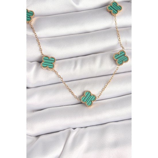 316L Çelik Gold Renk Zincir Yeşil Yonca Model Kadın Kolye 316L Çelik Gold Renk Zincir Yeşil Yonca Model Kadın Kolye