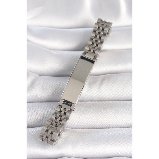 316L Çelik Gümüş Renk Zincir Künye Model Erkek Bileklik