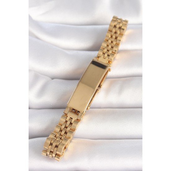 316L Çelik Gold Renk Zincir Künye Model Erkek Bileklik