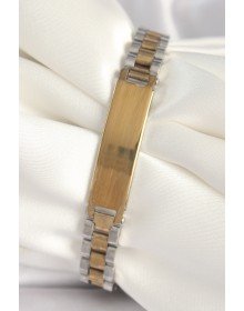 316L Çelik Gold Gümüş Renk Zincir Künye Model Erkek Bileklik