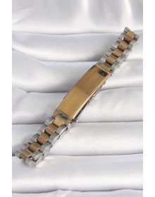 316L Çelik Gold Gümüş Renk Zincir Künye Model Erkek Bileklik