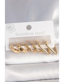 316L Çelik Gold Renk Üçgen Halka Model Kadın Küpe Seti