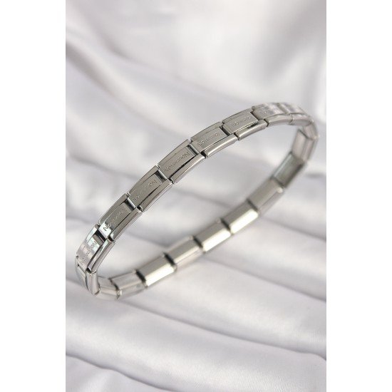 316L Çelik Gümüş Renk İnce Yazılı Nomination Kadın Bileklik