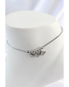 316L Çelik Gümüş Renk Simli Kelebek Model Kadın Halhal