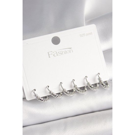 925 Ayar Gümüş Çivi Pirinç Gümüş Renk Kalp İşlemeli Halka Model Kadın Küpe Seti 925 Ayar Gümüş Çivi Pirinç Gümüş Renk Kalp İşlemeli Halka Model Kadın Küpe Seti