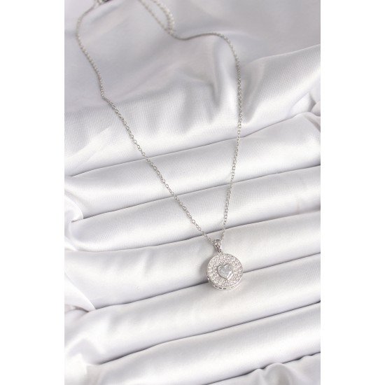 316L Çelik Gümüş Renk Zincir Zirkon Taşlı Kalp İşlemeli Madalyon Model Kadın Kolye 316L Çelik Gümüş Renk Zincir Zirkon Taşlı Kalp İşlemeli Madalyon Model Kadın Kolye