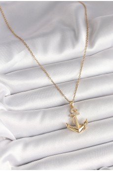 316L Çelik Gold Renk Zincir Zirkon Taş Detaylı Çapa Model Kadın Kolye 316L Çelik Gold Renk Zincir Zirkon Taş Detaylı Çapa Model Kadın Kolye