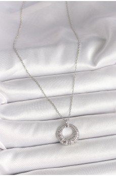 316L Çelik Gümüş Renk Zincir Zirkon Taş İşlemeli Daire Model Kadın Kolye 316L Çelik Gümüş Renk Zincir Zirkon Taş İşlemeli Daire Model Kadın Kolye