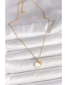 316L Çelik Gold Renk Zincir Sallantı Beyaz Mineli Deniz Kabuğu Zirkon Taşlı Deniz Yıldızı Figür Kadın Kolye