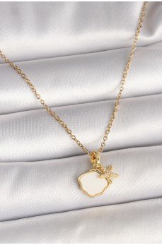 316L Çelik Gold Renk Zincir Sallantı Beyaz Mineli Deniz Kabuğu Zirkon Taşlı Deniz Yıldızı Figür Kadın Kolye