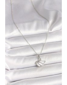 316L Çelik Gümüş Renk Zincir Zirkon Taşlı Kuğu Model Kadın Kolye