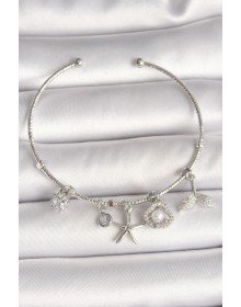 Pirinç Gümüş Renk Sallantı Zirkon Taşlı Deniz Yıldız Figür Balık Kuyruğu Detay Charm Kadın Bileklik