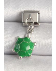 316L Çelik Gümüş Renk Yeşil Kaplumbağa Model Nomination Charm