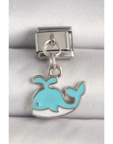 316L Çelik Gümüş Renk Mavi Balina Model Nomination Charm