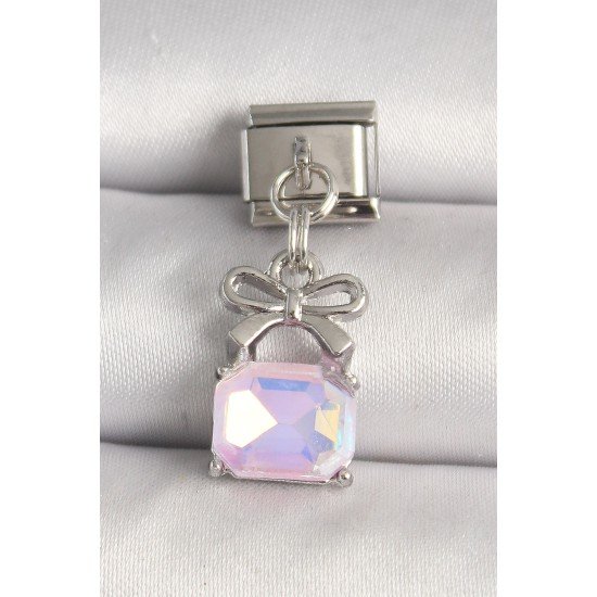 316L Çelik Gümüş Renk Pembe Zirkon Taşlı Çanta Model Nomination Charm 316L Çelik Gümüş Renk Pembe Zirkon Taşlı Çanta Model Nomination Charm