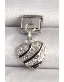 316L Çelik Gümüş Renk Zirkon Taşlı Kalp Model Nomination Charm