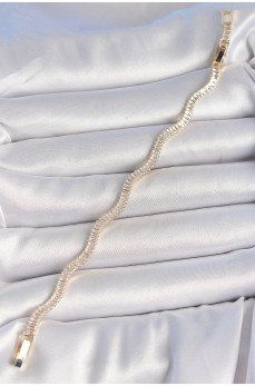 Pirinç Gold Renk Su Yolu Zirkon Taşlı Model Kadın Bileklik