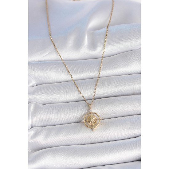 316L Çelik Gold Renk Zincir Zirkon Taşlı Pusula Model Kadın Kolye 316L Çelik Gold Renk Zincir Zirkon Taşlı Pusula Model Kadın Kolye