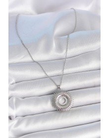 316L Çelik Gümüş Renk Zincir Zirkon Taşlı Nova Yıldız Model Kadın Kolye