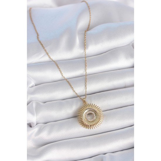 316L Çelik Gold Renk Zincir Zirkon Taşlı Nova Yıldız Model Kadın Kolye