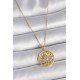 316L Çelik Gold Renk Zincr Mavi Taşlı Lotus Model Kadın Kolye