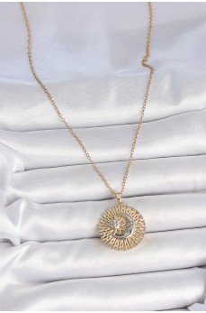 316L Çelik Gold Renk Mix Renk Ay Güneş Model Kadın Kolye