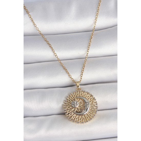 316L Çelik Gold Renk Mix Renk Ay Güneş Model Kadın Kolye 316L Çelik Gold Renk Mix Renk Ay Güneş Model Kadın Kolye