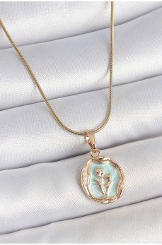 316L Çelik Gold Renk Zincir Turkuaz Mineli Çiçek İşlemeli Portre Model Kadın Kolye 316L Çelik Gold Renk Zincir Turkuaz Mineli Çiçek İşlemeli Portre Model Kadın Kolye
