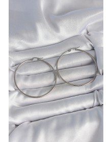 316 Çelik Gümüş Renk 53 mm Halka Model Kadın Küpe