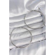 316 Çelik Gümüş Renk 63 mm Halka Model Kadın Küpe