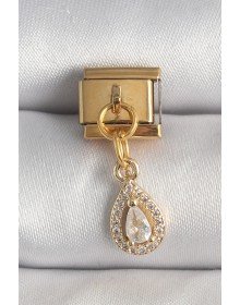 316L Çelik Gold Renk Sallantı Damla Zirkon Taşlı Nomination Charm
