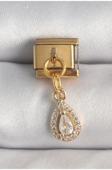 316L Çelik Gold Renk Sallantı Damla Zirkon Taşlı Nomination Charm