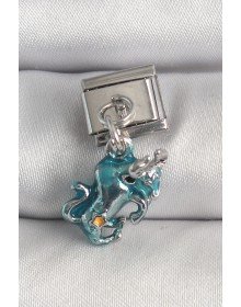 316L Çelik Gümüş Renk Sallantı Mavi Boğa Model Nomination Charm