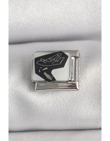 316L Çelik Gümüş Renk Beyaz Siyah Uçak İşlemeli Portre Model Nomination Charm