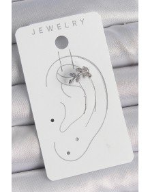 Pirinç Gümüş Renk Zirkon Taşlı Yaprak Model Kıkırdak Kadın Küpe