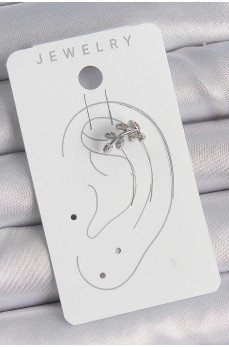 Pirinç Gümüş Renk Zirkon Taşlı Yaprak Model Kıkırdak Kadın Küpe