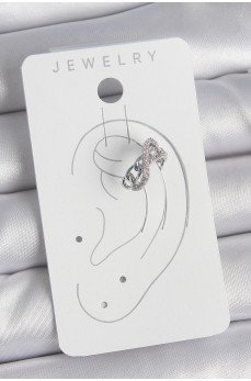 Pirinç Gümüş Renk Zirkon Taşlı Zincir Sonsuzluk Model Kadın Kıkırdak Küpe Pirinç Gümüş Renk Zirkon Taşlı Zincir Sonsuzluk Model Kadın Kıkırdak Küpe