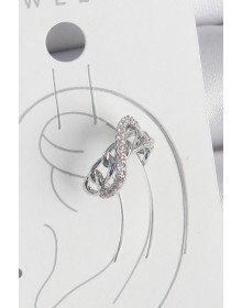 Pirinç Gümüş Renk Zirkon Taşlı Zincir Sonsuzluk Model Kadın Kıkırdak Küpe