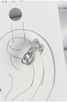 Pirinç Gümüş Renk Zirkon Taşlı Zincir Sonsuzluk Model Kadın Kıkırdak Küpe