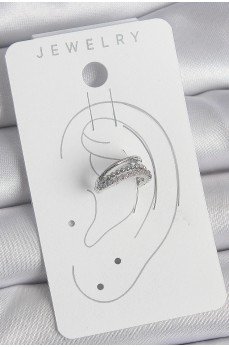 Pirinç Gümüş Renk Zirkon Taşlı 3'Lü Sıralı Kadın Kıkırdak Küpe Pirinç Gümüş Renk Zirkon Taşlı 3'Lü Sıralı Kadın Kıkırdak Küpe