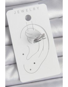 Pirinç Gümüş Renk Zirkon Taşlı 3'Lü Sıralı Model Kadın Kıkırdak Küpe