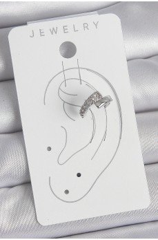 Pirinç Gümüş Renk Zirkon Taşlı Kadın Kıkırdak Küpe Pirinç Gümüş Renk Zirkon Taşlı Kadın Kıkırdak Küpe