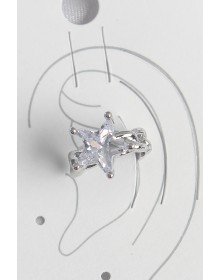 Pirinç Gümüş Renk Zirkon Taşlı Yıldız Model Kadın Kıkırdak Küpe